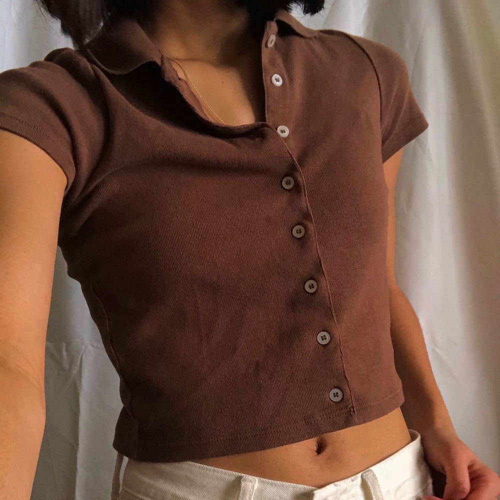 Brandy Melville ONE SIZE Brown Collar Top
